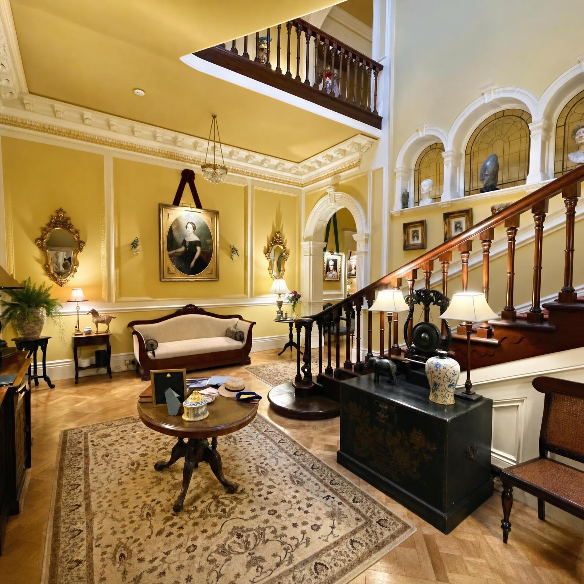 The staircase hall at Wylam House